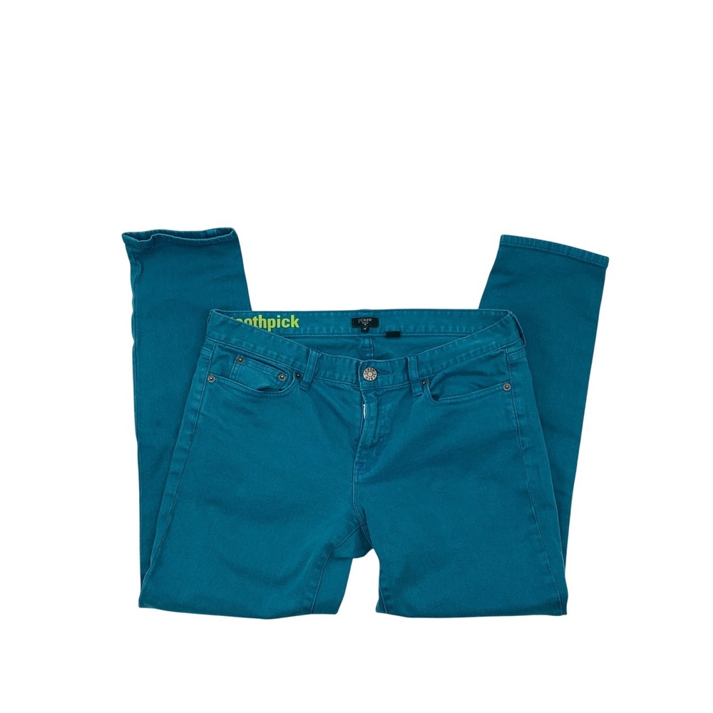 J.Crew Toothpick Skinny Jeans Teal Blue Stretch Denim Womens 32 Cropped 77088 - Picture 2 of 8